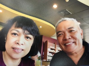 Father Roque, of San Sebastian Parish in San Narciso, Zambales meets with Dr. Carina Cruz